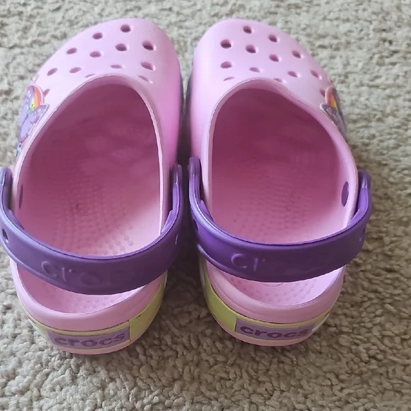 CROCS Kids Pink and Purple Sandals - Picture 3 of 5